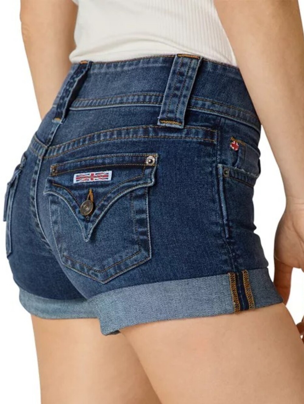 Hudson Croxley Dark Distressed Mid Rise Jean Shorts
